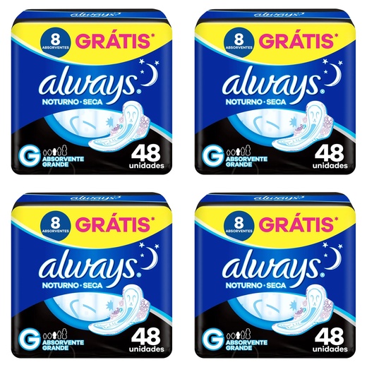 Image_Kit c/4 Absorvente Always Noturno Seca ”G” c/48 Unidades cada