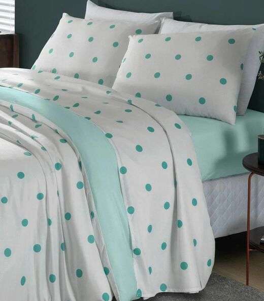 Jogo de Cama Poá Queen Lar E Lazer Azul