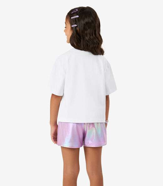 Conjunto Blusa com Shorts Cotton e Malha Rovi Kids Branco