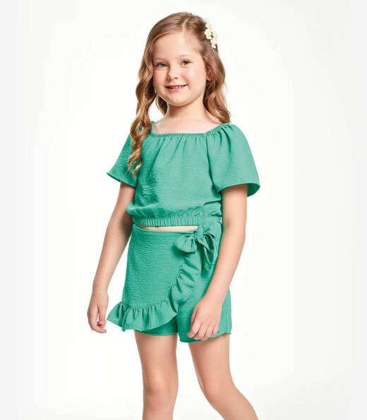Conjunto Blusa Com Shorts Saia Trick Nick Verde