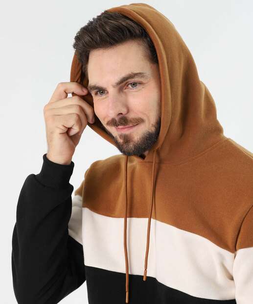 Blusão Masculino Moletom Capuz Marisa Bege