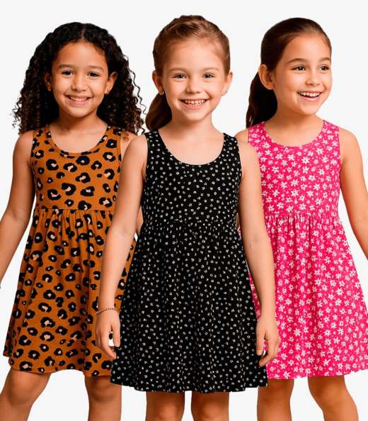 Image_Kit 3 Vestidos Femininos Infantis Select Sortidas