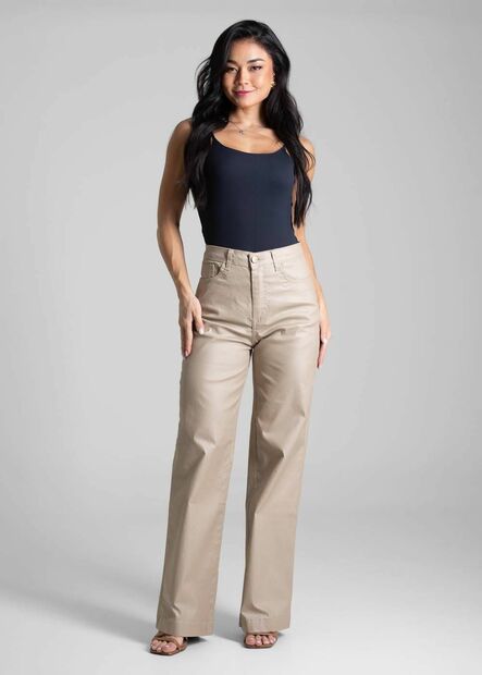 Calça Resinada Sawary Wide Leg -282687