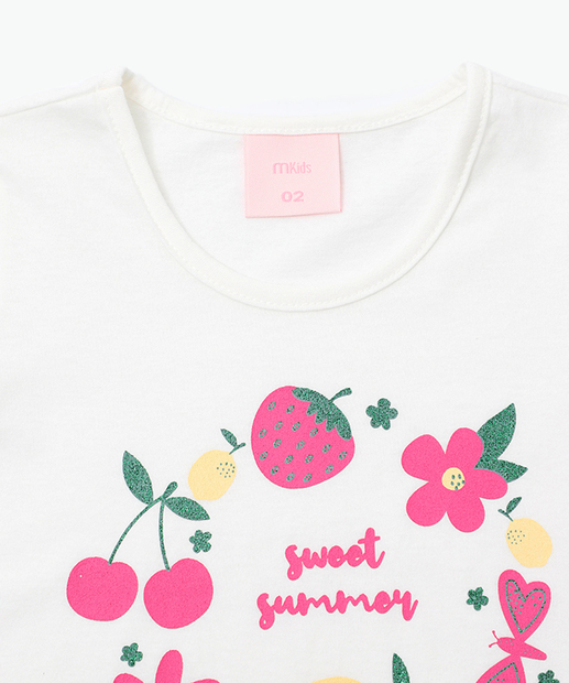 Blusa Infantil Estampa Morangos Marisa Tam 1 a 3 Off White