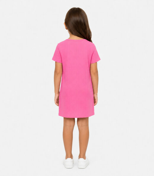 Vestido Infantil Ribana Canelada E Estampa Select Rosa