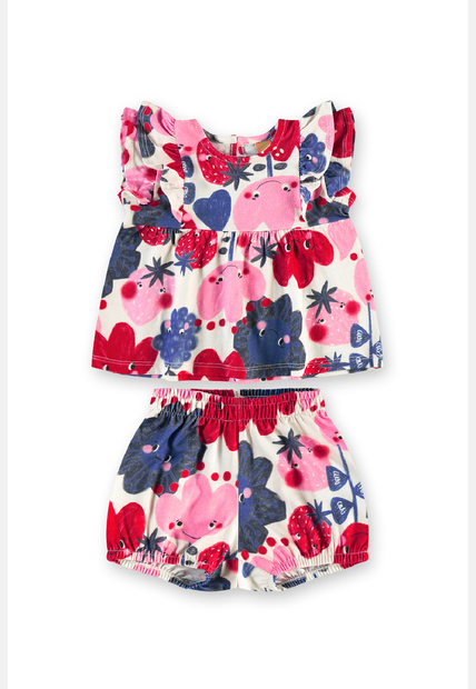 Conjunto Tulipa Blusa Shorts Três e Já