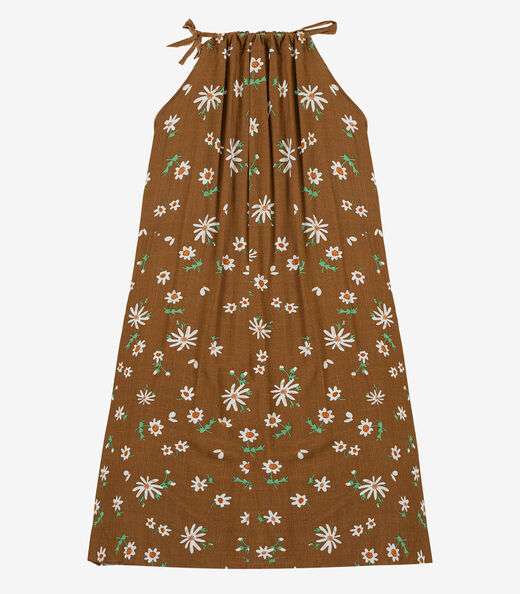 Vestido Curto Feminino Em Viscolinho Select Marrom