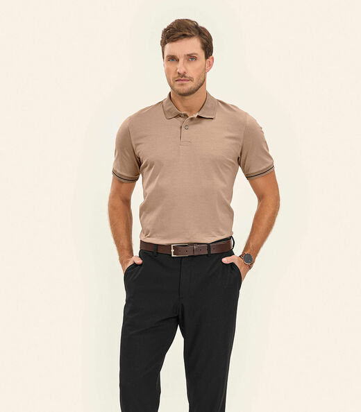 Polo em Cotton Leve Masculina Diametro Marrom