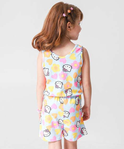 Macaquinho Infantil Hello Kitty Tam 4 a 10 Azul