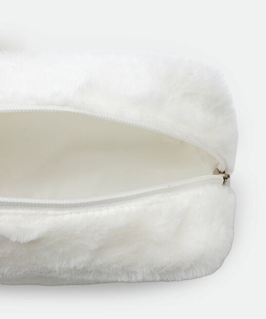 Necessaire Feminina Pelúcia Hello Kitty Branco