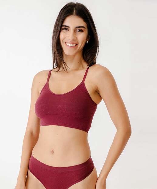 Sutiã Top Sem Costura Jacquard Marisa Vinho