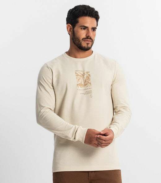 Camiseta Masculina Manga Longa Diametro Bege