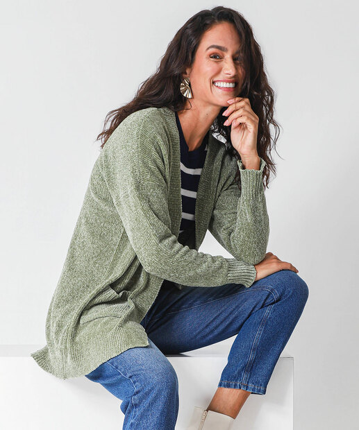 Image_Cardigan Feminino Chenille Alongado Marisa Verde