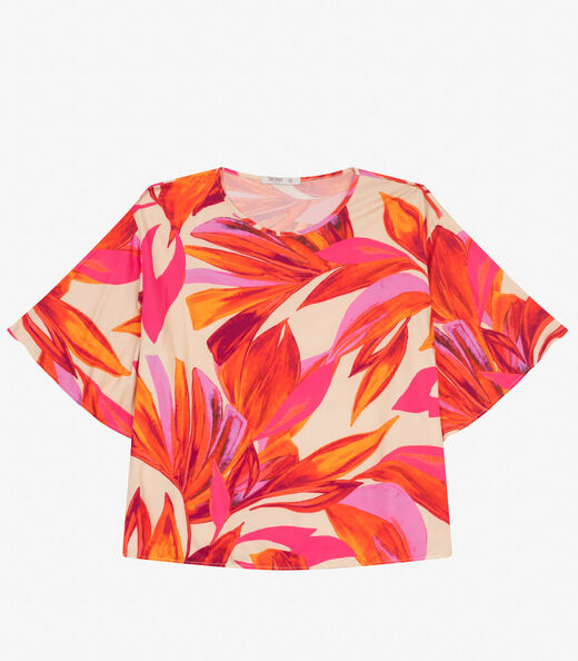 Blusa Feminina Manga Curta Plus Size Secret Glam Laranja