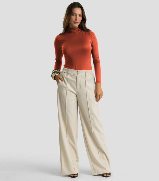 Body Feminino Malha Delicate Com Gola Alta Dianna Laranja