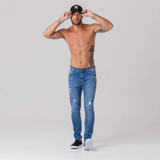 Image_Calça Jeans Skinny Puídos Masculina Rock e Soda