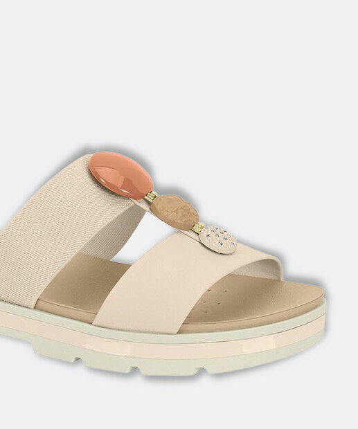 Rasteirinha Feminina Pedras Sintéticas Modare Bege