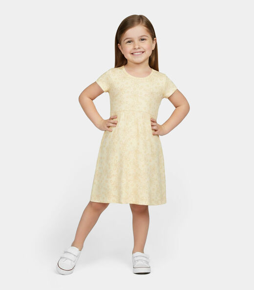 Image_Vestido Infantil Manga Curta Estampado Biju Kids Amarelo