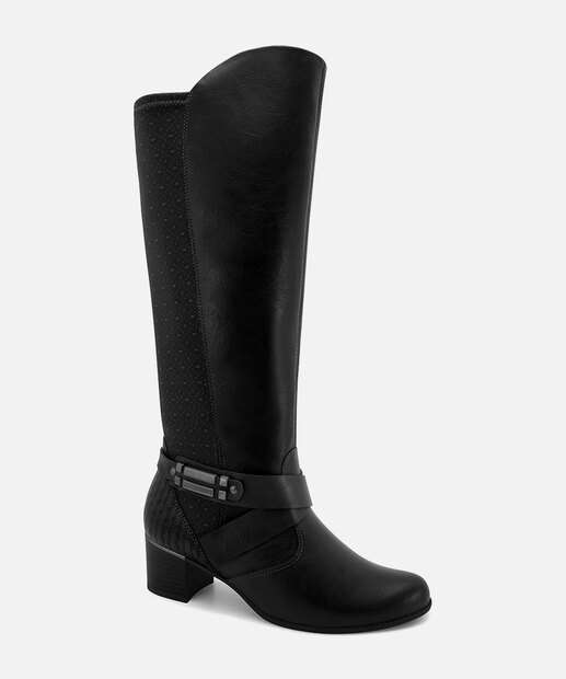 Bota Feminina Cano Alto Recorte Laser Comfortflex 