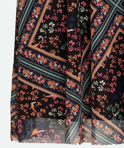 Vestido Feminino Tule Estampa Floral Marisa