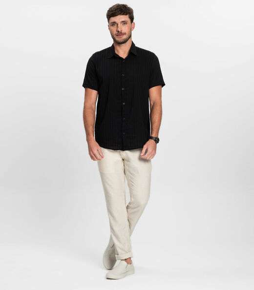 Camisa Masculina Manga Curta Diametro Preto