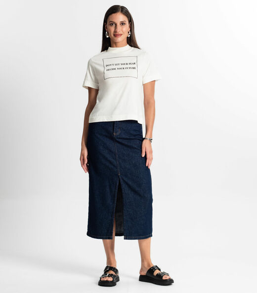 Camiseta Feminina Gola Alta Rovitex Bege