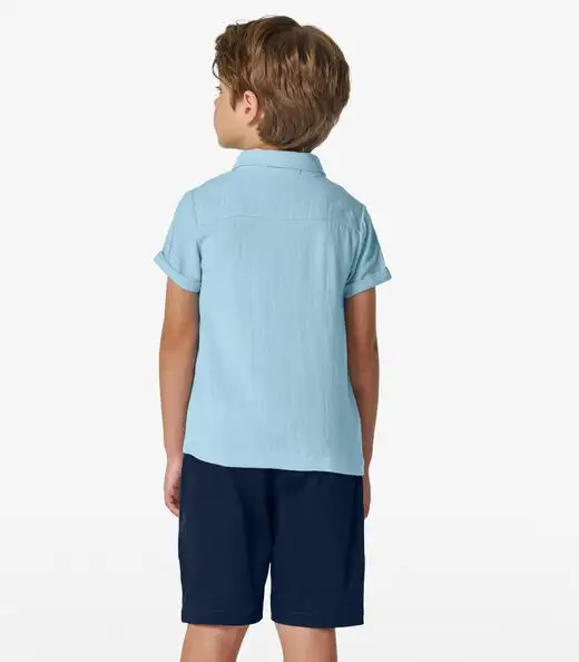 Camisa Infantil Masculina Com Botões Trick Nick Azul