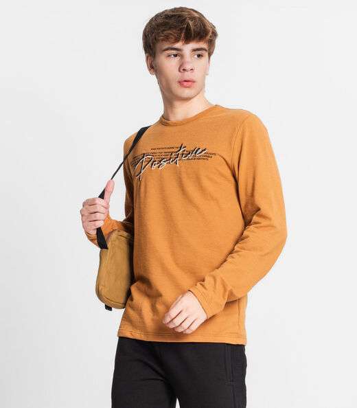 Image_Camiseta Manga Longa Juvenil Em Meia Malha Minty Marrom