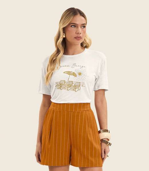 Image_T- Shirt Feminina Manga Curta Endless Bege