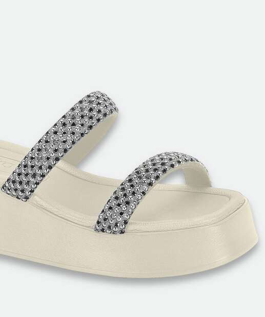 Tamanco Feminino Flatform Tachas Beira Rio Prateado