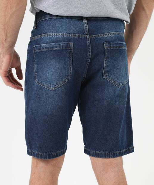 Bermuda Masculina Jeans Reta Bolsos Azul