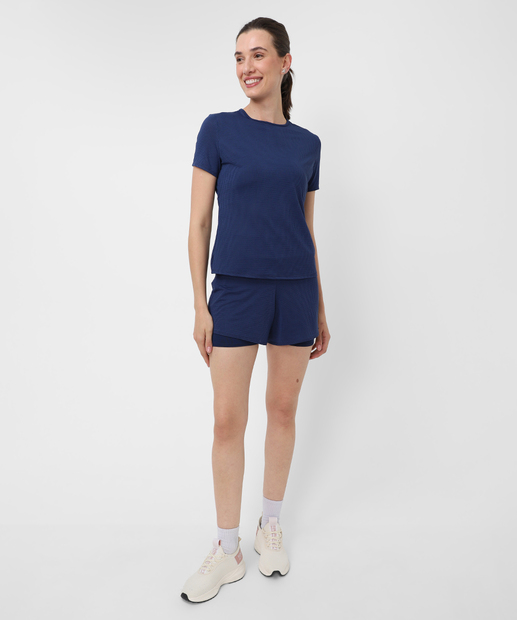 Blusa Feminina Fitness Mesh Vazado Marisa Azul