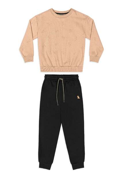 Conjunto Blusão e Calça Moletom Quimby Marrom