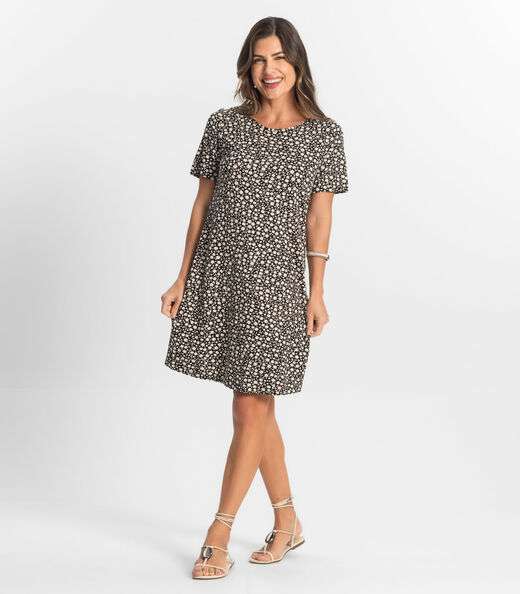 Vestido Feminino Estampado Select Preto