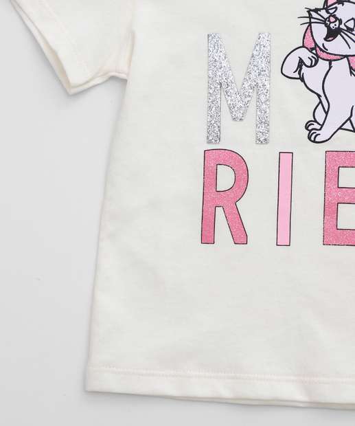 Camiseta Infantil Estampa Marie Disney Tam 1 a 3 Off White