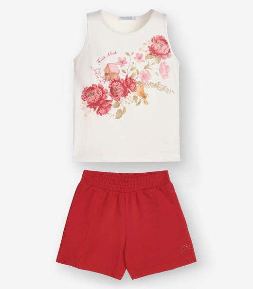 Conjunto Regata com Shorts Menina Trick Nick Bege