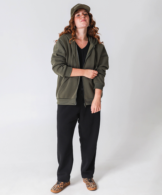 Casaco Plus Size Feminino Moletom Capuz Marisa Verde