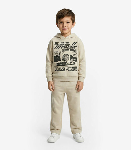 Image_Kit Conjunto Blusão Com Capuz E Calça Rovi Kids Bege