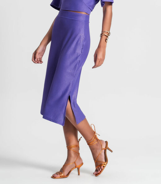 Saia Midi Com Fenda Lateral Rovitex Roxo