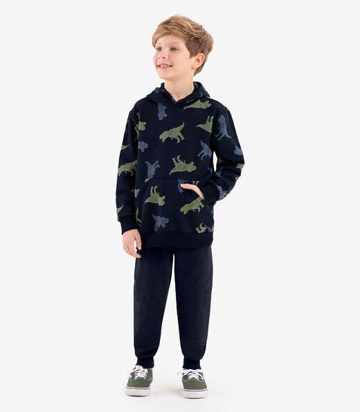 Conjunto Blusão Com Capuz E Calça Rovi Kids Azul