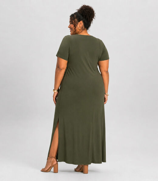 Vestido Feminino Midi Plus Size Infinita Cor Verde