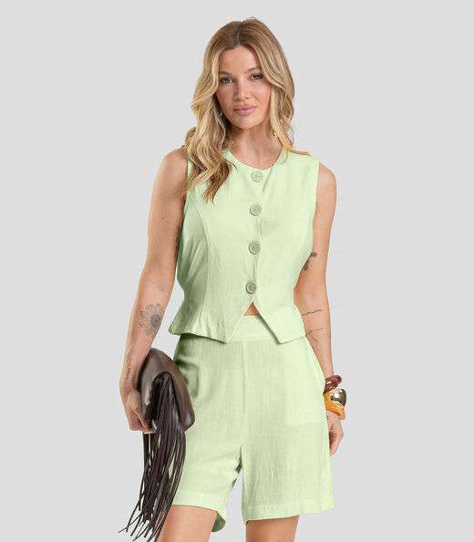 Image_Shorts Feminino em Linho Dianna Verde