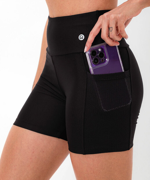Short Feminino Fitness Bolso Tule DelRio Preto