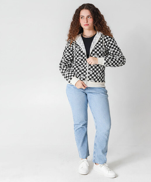 Casaco Feminino Moletom Capuz Snoopy Preto