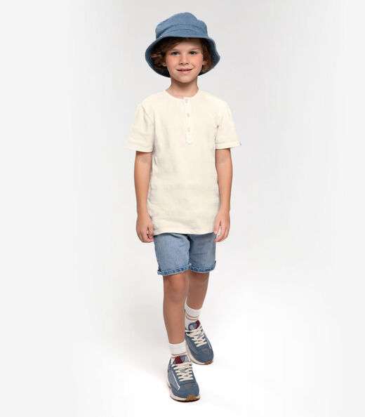 Conjunto Infantil Camiseta Com Bermuda Trick Nick Bege
