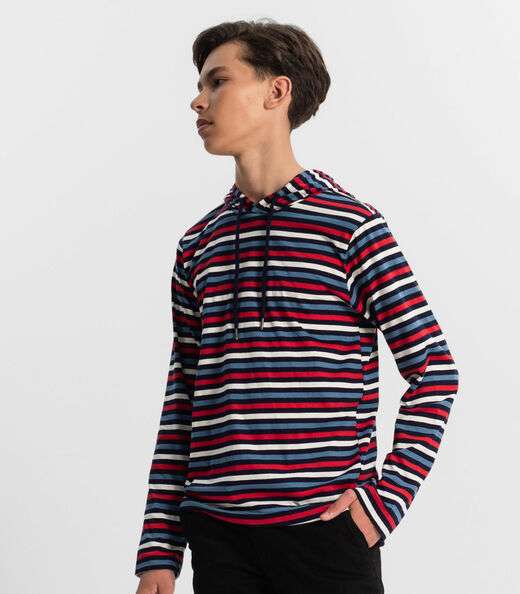 Camiseta Juvenil Menino Listrada Minty Azul