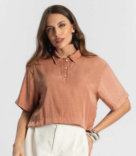 Camisa Feminina Manga Curta Endless Marrom