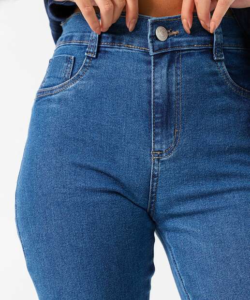 Calça Feminina Jeans Flare Cintura Alta Sawary Azul