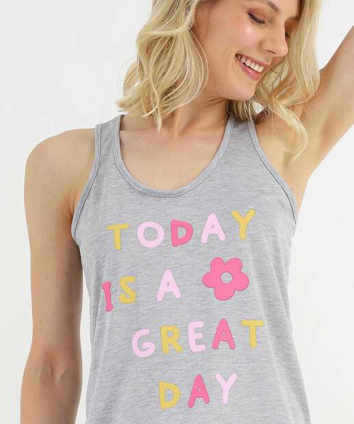 Pijama Feminino Nadador Estampado Marisa Cinza