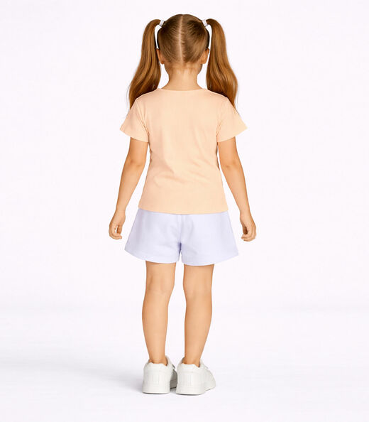 Conjunto Menina Short e Blusa Estampada Select Bege